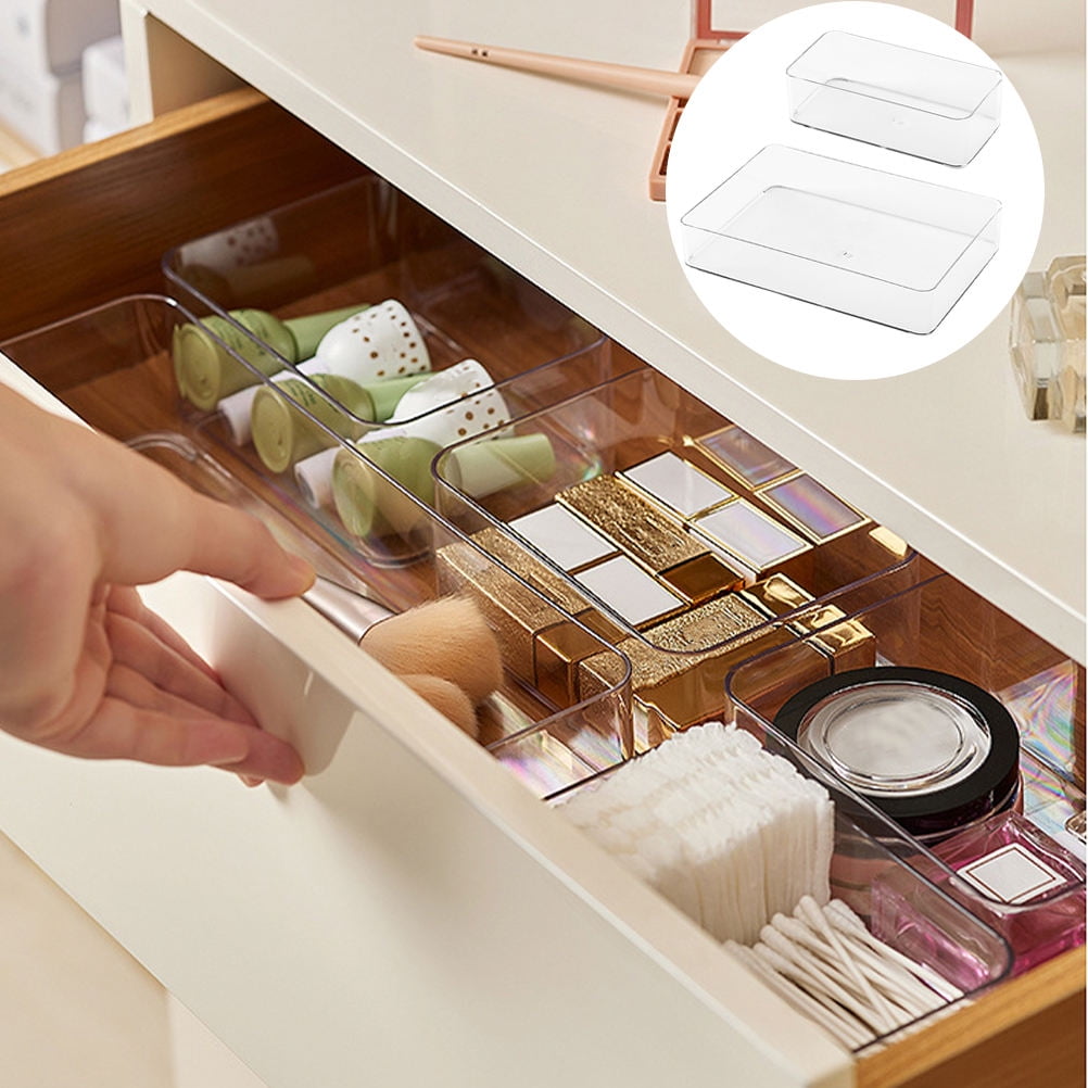 2-Pack Multi-Function Transparent Drawer Organizers for Kitchen, Office, Closet Storage and Home Organization