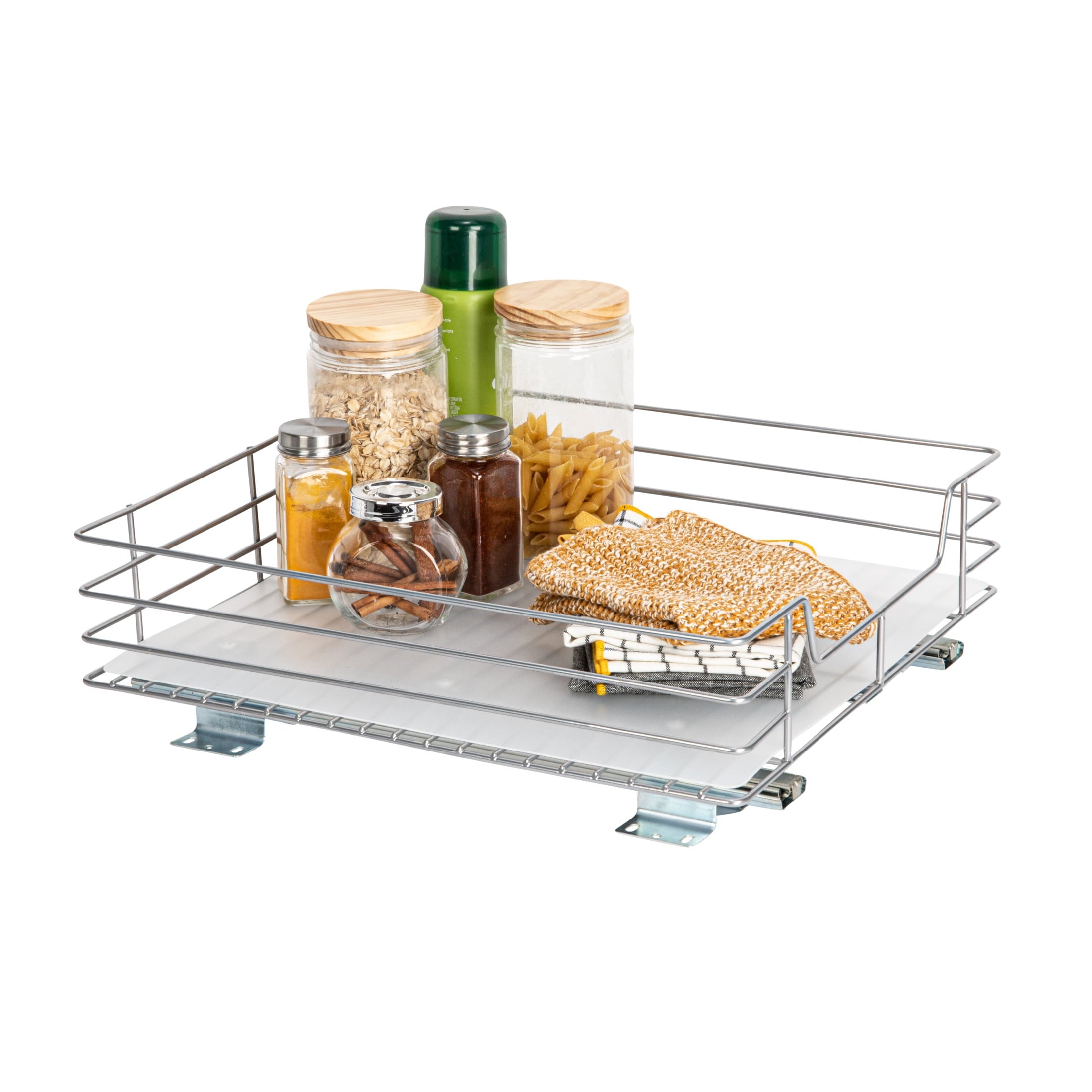 Glidez Steel Pull-Out/Slide-Out Storage Organizer with Plastic Liner for Under Cabinet or Wire Shelf Use - 1-Tier Des...