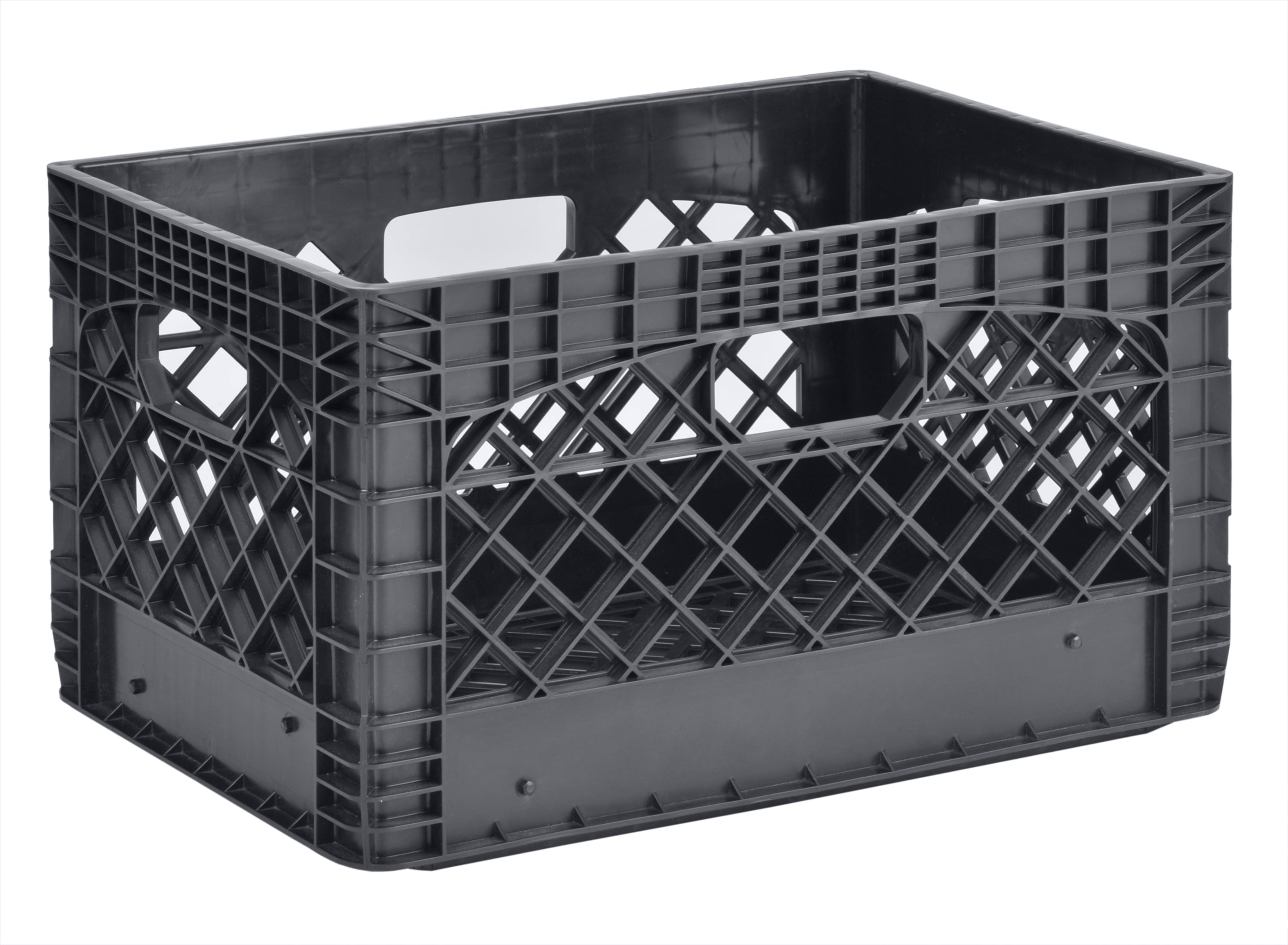 Plastic Heavy-Duty Milk Crate, Black