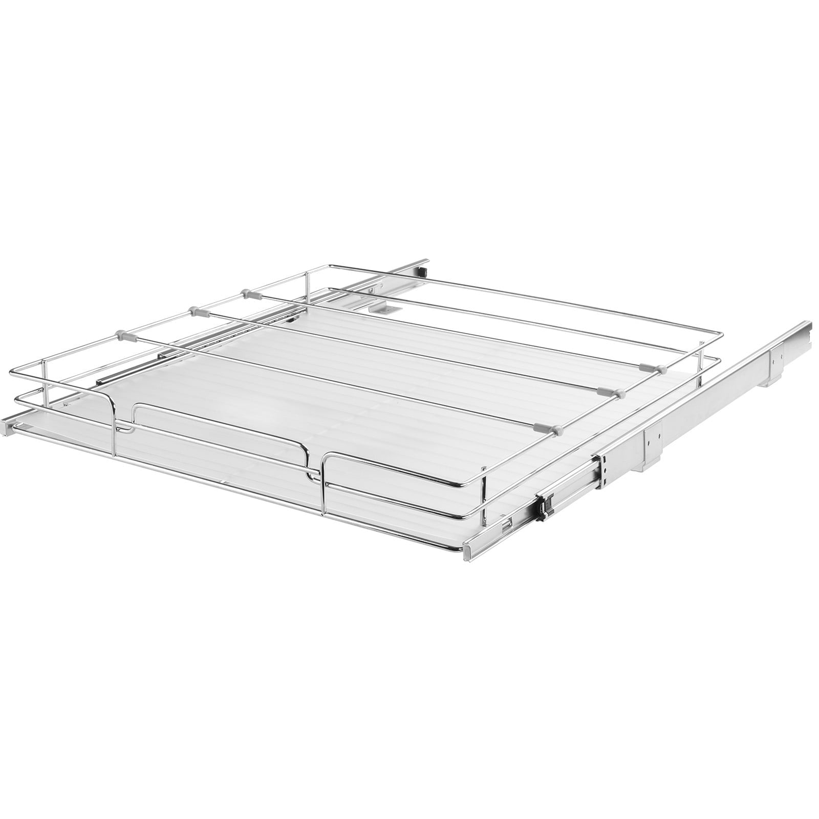 KFFKFF 20"W x 21"D Cabinet Slide-Out Shelf, Durable Sliding Pantry Organizer, Chrome Steel Roll-Out Drawers, Space-Saving Storage for Kitche