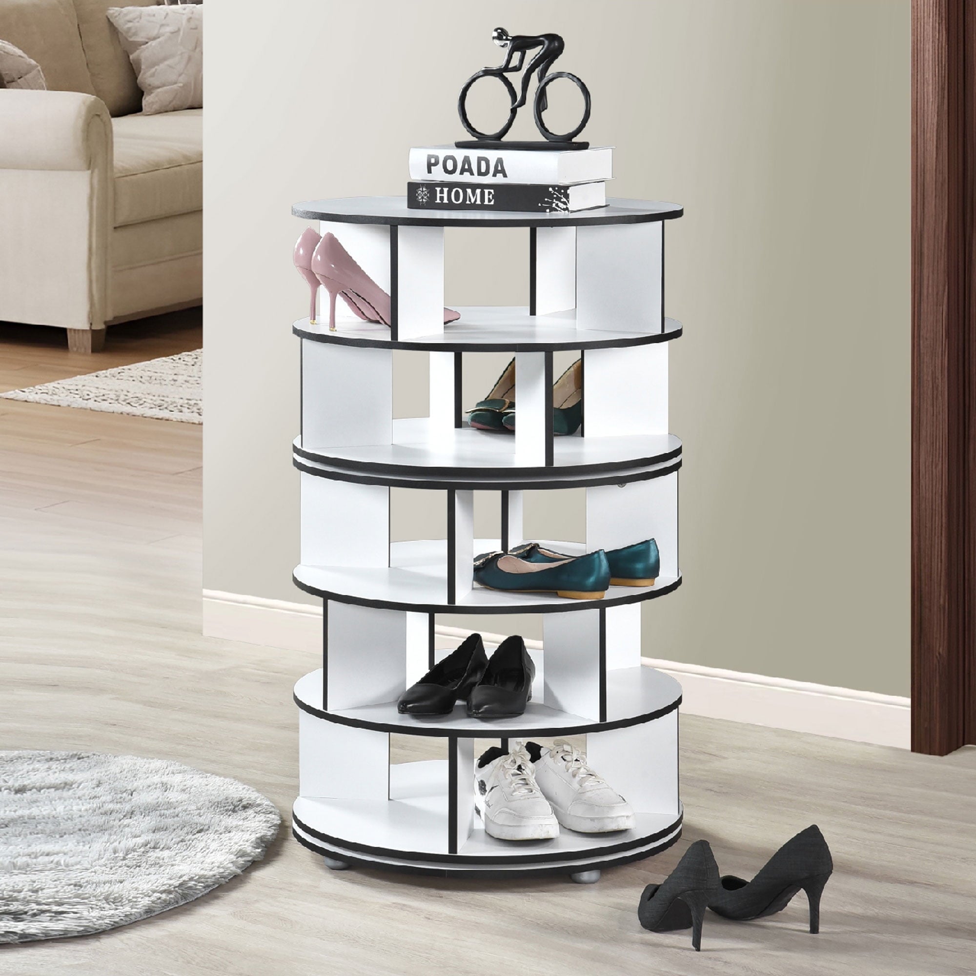 Revolving Shoe Rack, Spinning Shoe Rack Tower, 360° Revolving Shoe Storage Organizer for Closet Entryway Bedroom Hall...