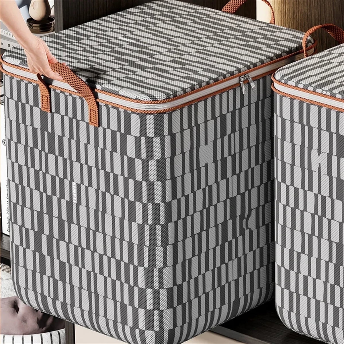 Large Collapsible Storage Bin with Lid and Handle 180L Storage Organizer Containers, Baskets for Bedroom Closet Living Room Comforters Pillo