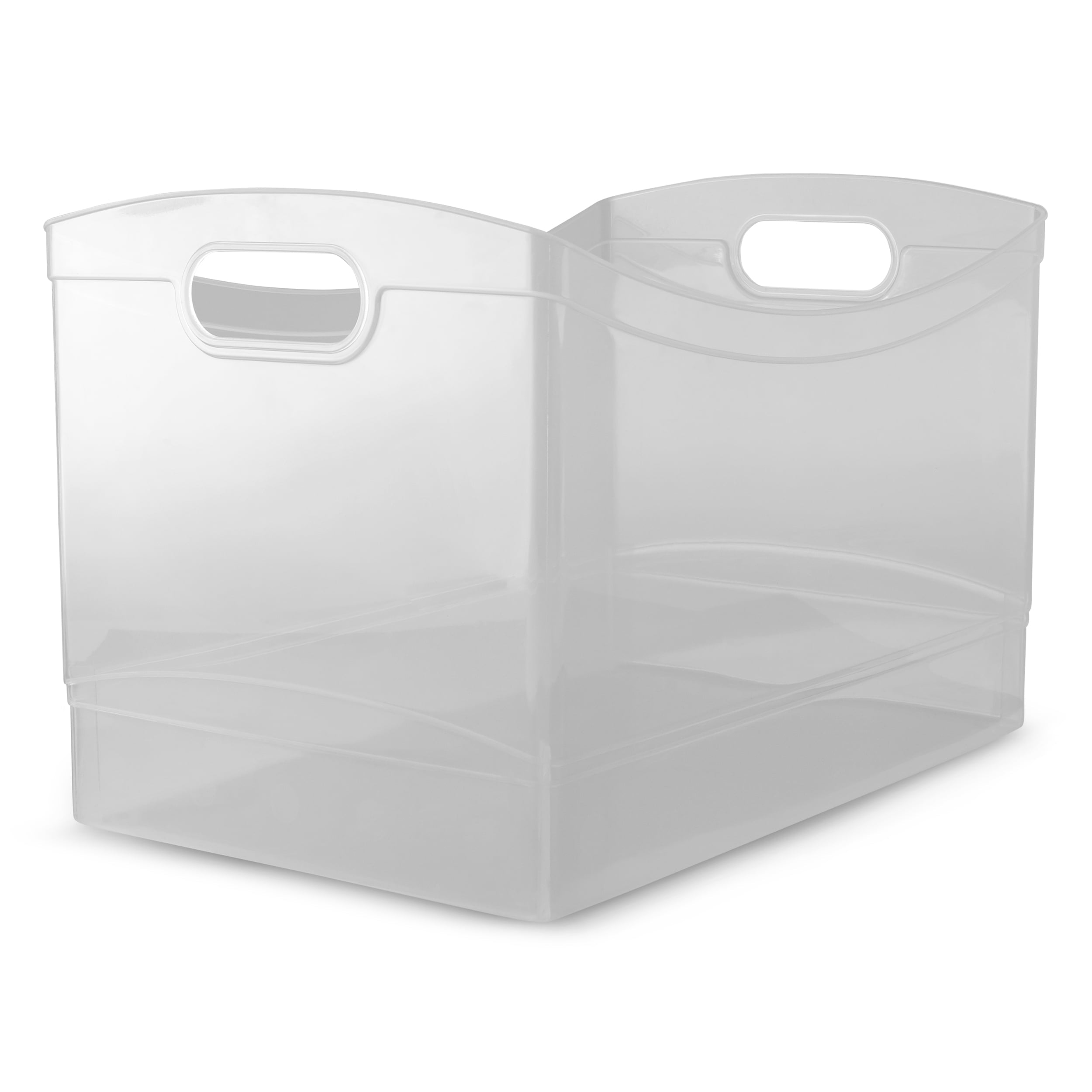 Clear Plastic Utility Storage Bin Organizer with Built-In Handles, Large Storage Container for Pantry, Closet, Cabine...
