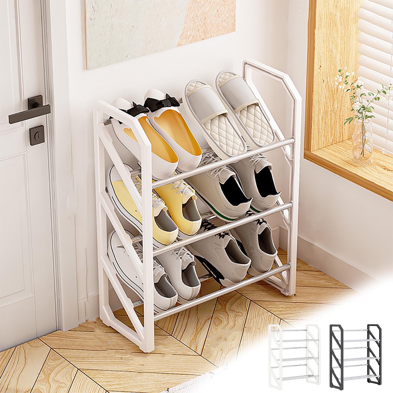 RKSTN Slanted Shoe Rack Organizer 3 Tier for Closet, Entryway Free Standing Storage Shoe Shelf, Long Shoe Storage for...