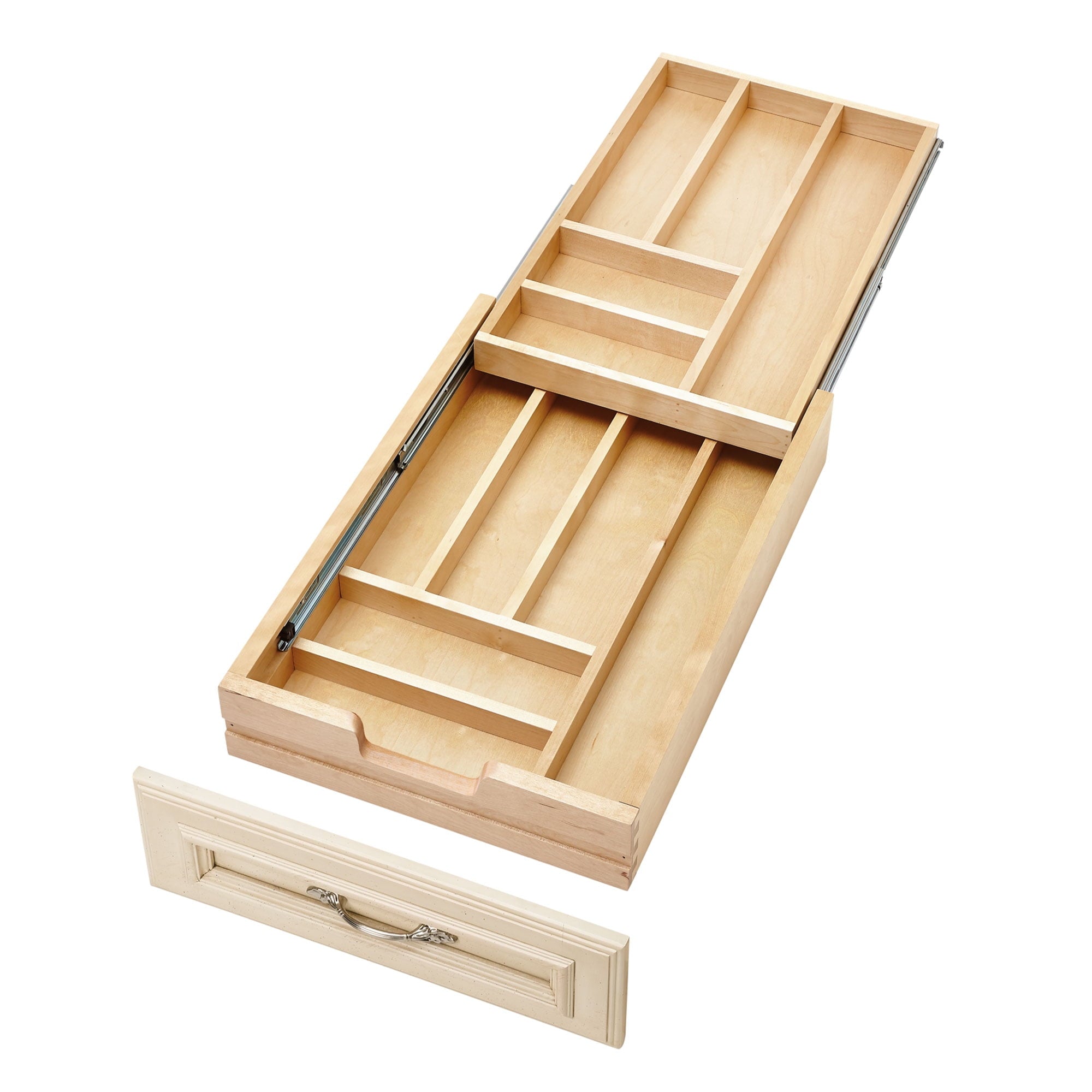 15 Inch Tiered Cutlery Drawer Organizer with Soft Close Slides