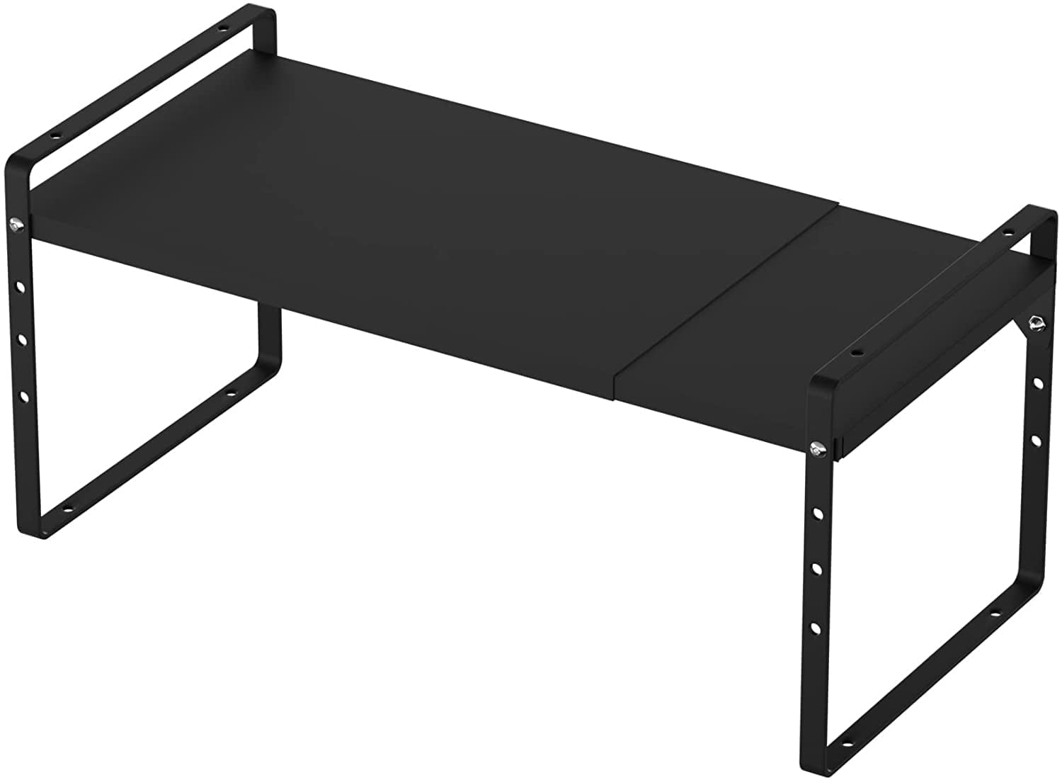 SANNO Expandable Cabinet Cupboard Organizer, Stackable Pantry Organizer Cupboard Stand Spice Rack, Large Cabinet Counter Pantry Shelf , Blac