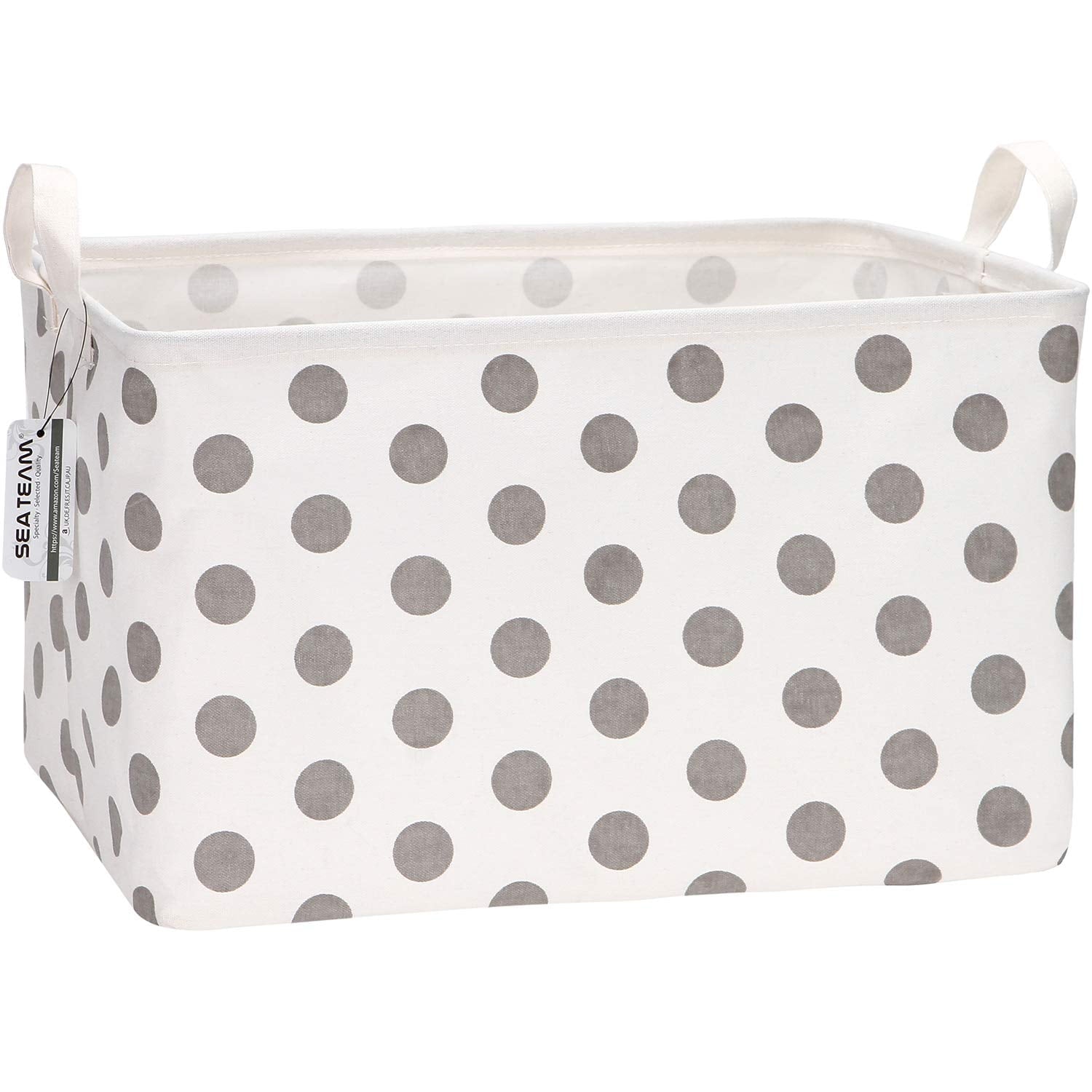 Collapsible Canvas Fabric Storage Basket with Handles, Rectangle Waterproof Storage Bin, Box, Cube, Foldable Shelf Ba...