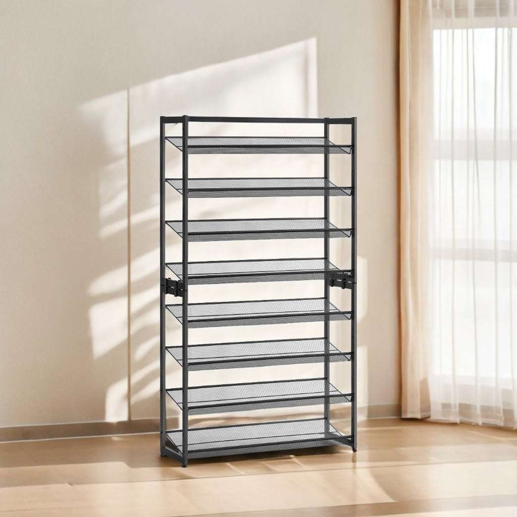 8-Tier Organizer, Metal Storage, Entryway, Set of 2, 4-Tier Stackable Shelf, with Adjustable Flat or Angled Shelves