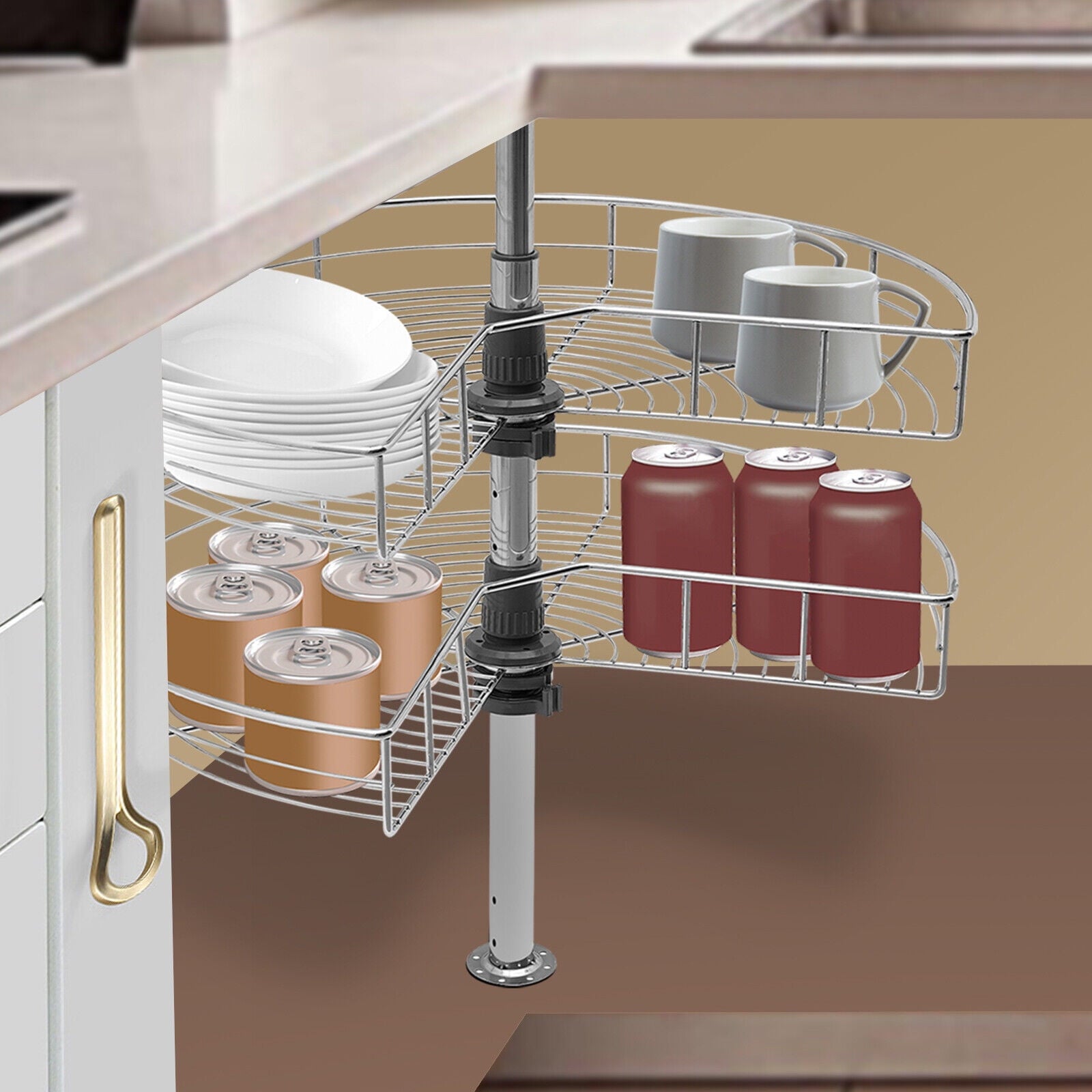 Shelves Rack, 2-tier Removable Basket Shelf Organizer, Kitchen Shelf