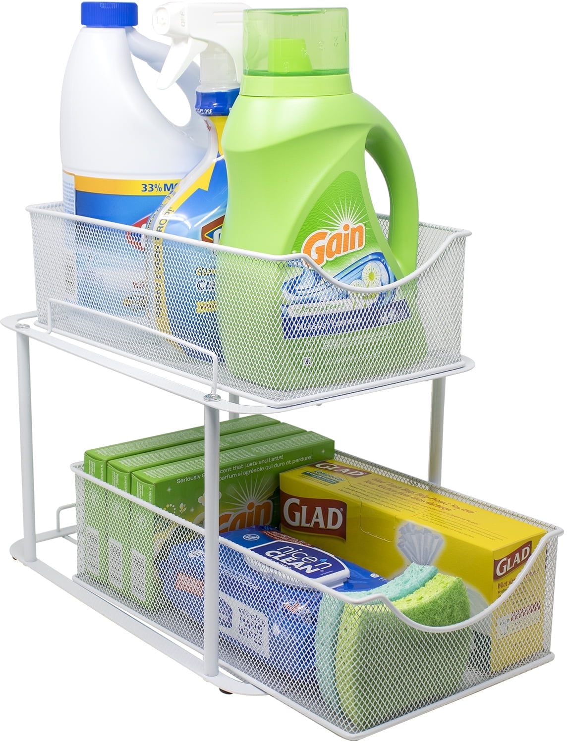 2-Tier Organizer Baskets with Mesh Sliding Drawers