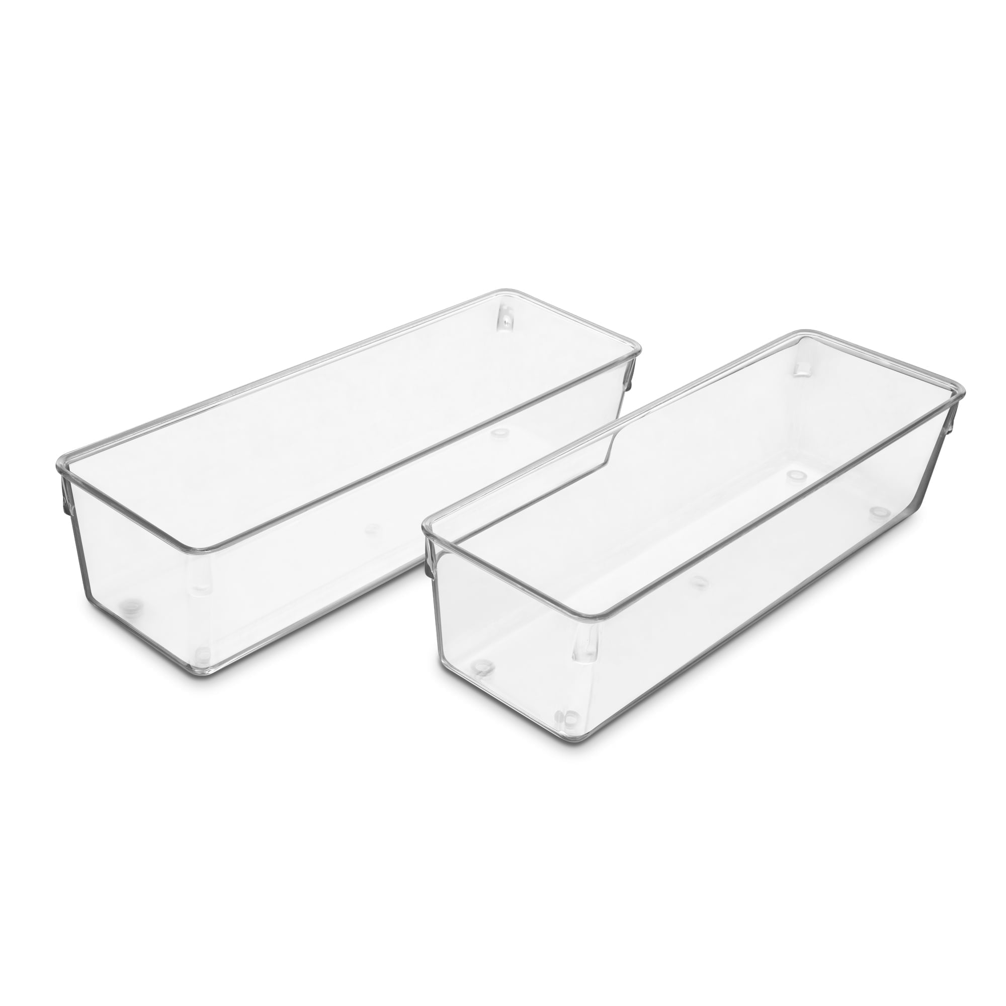 Narrow Clear Drawer Organizer 2 Pack, Large BPA Free Storage Trays