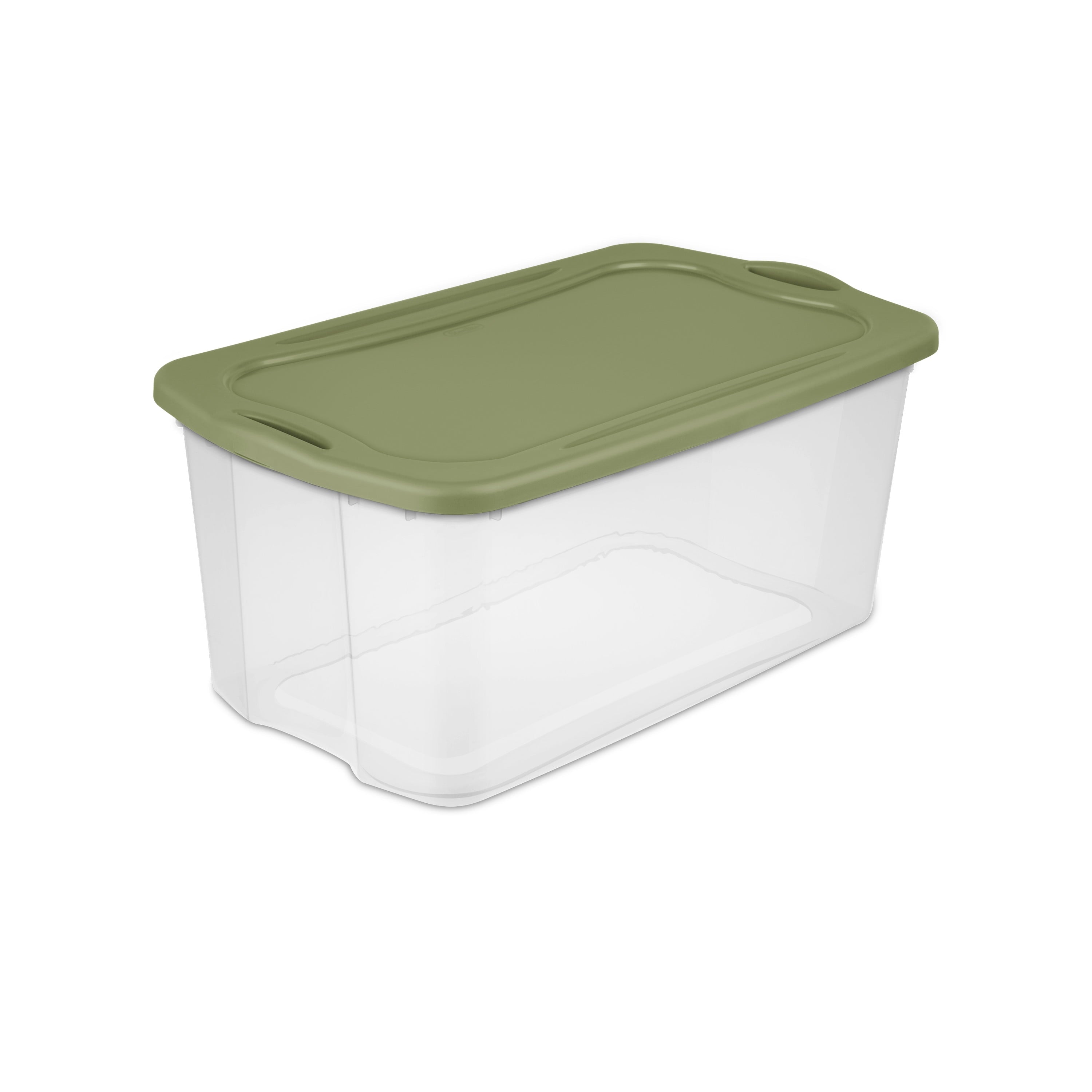 EZ Carry 120 Quart Extra-Large Storage Bin, Clear Plastic Storage Container with Full-Grip Handles, Green