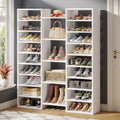 14-Tier Shoe Rack, 59 in. White Shoe Shelf with 22 Open Cubbies, 46 Pairs Wide Entryway Shoe Organizer Shoe Storage C...
