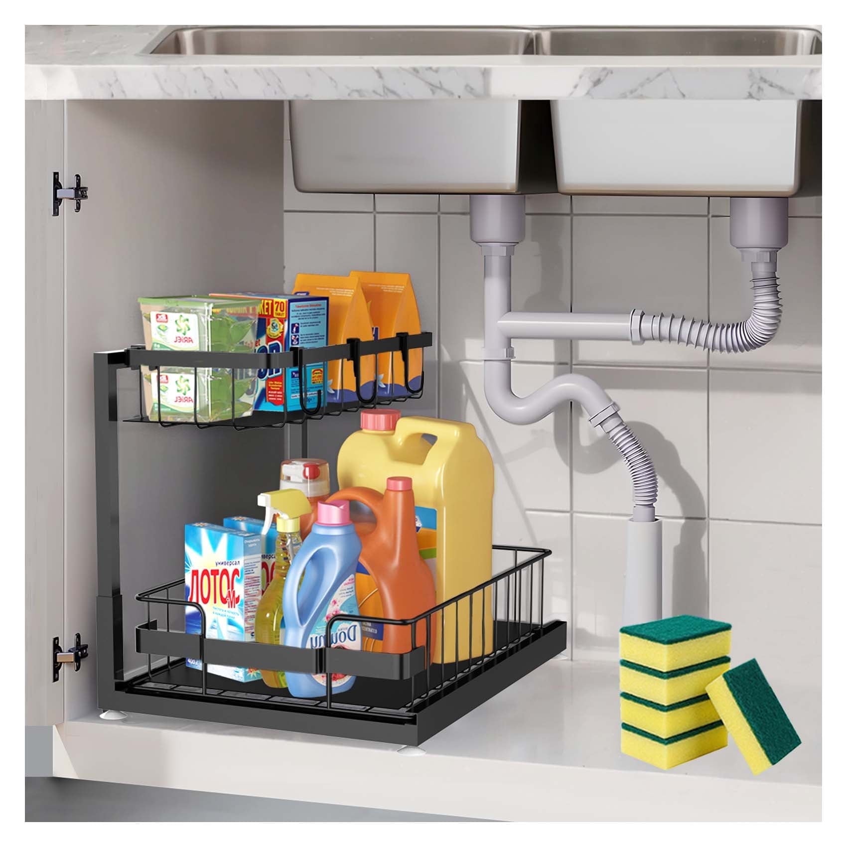 Under Sink Organizer and Storage, Pull Out Bathroom Cabinet Organizer, Multi-Purpose Storage Shelf for Kitchen Cabinet