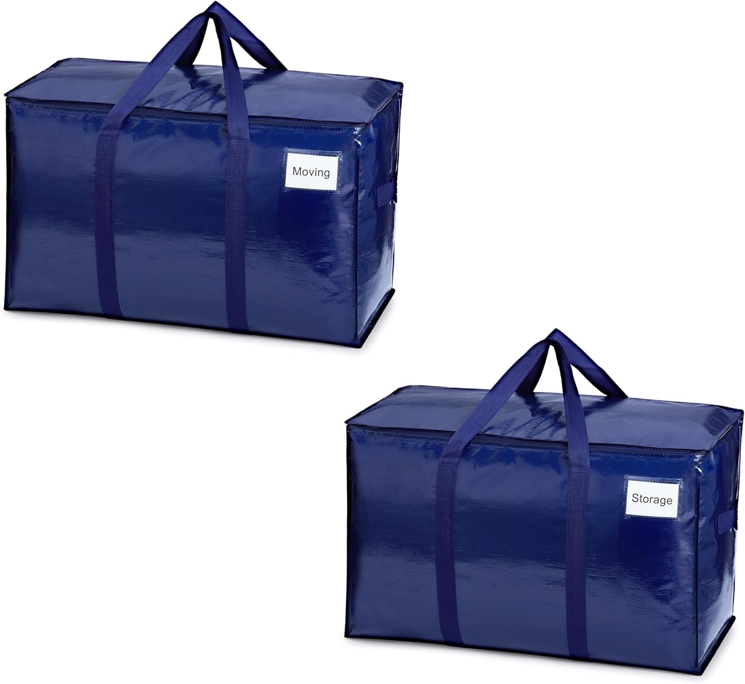 2 Pack XL Heavy Duty Foldable College Packing Moving Storage Zipper Bag W/ Reinforced Structure Alternative to Moving...