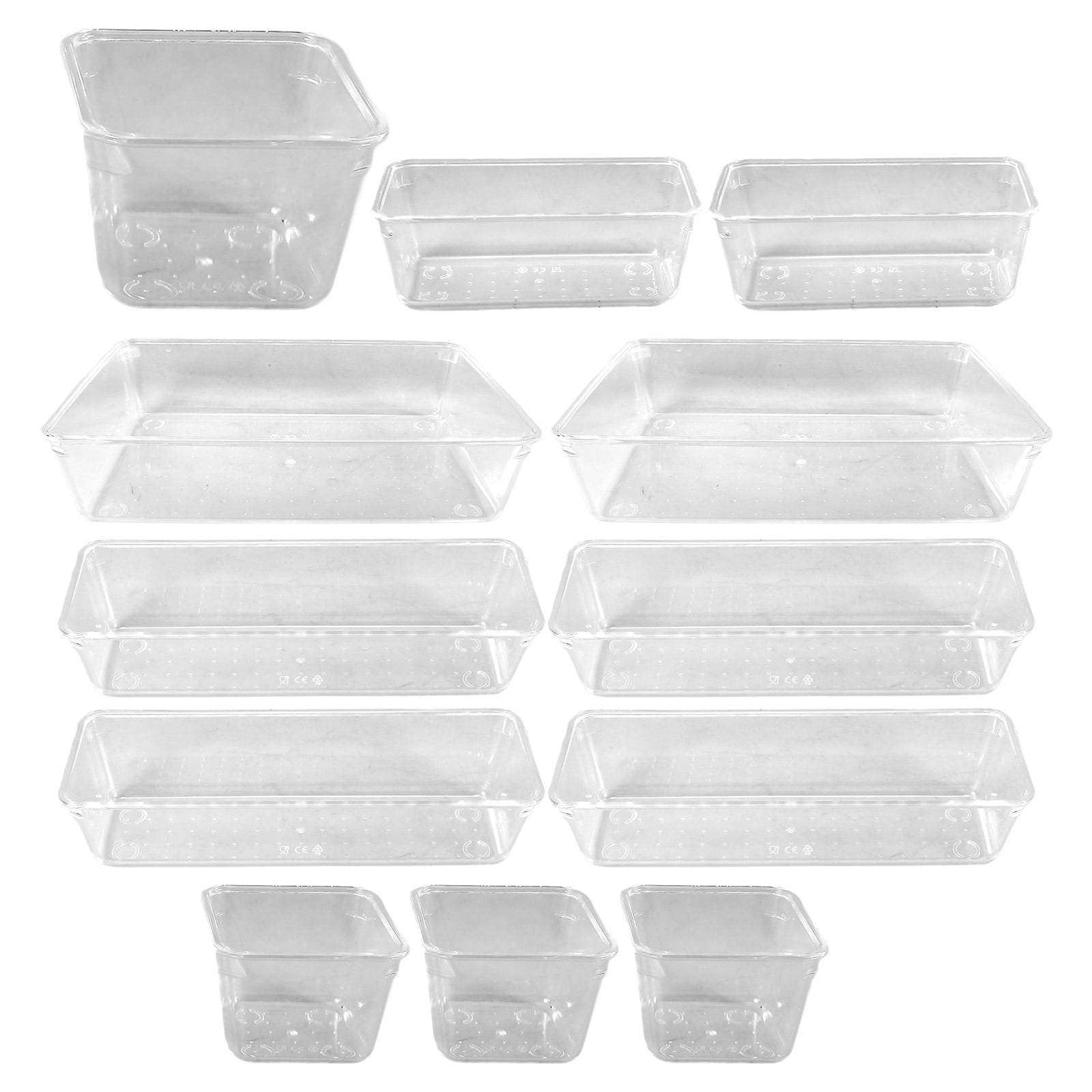 13pcs Plastic Dresser Drawer Organizers Drawer Storage Bin for Pens Gadgets