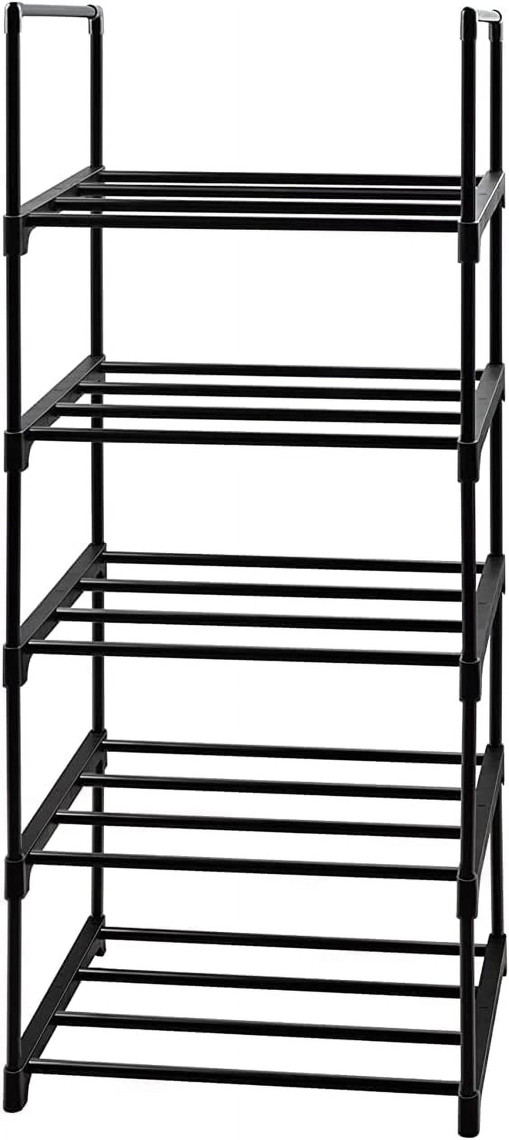 Shoe Rack 5 Tier Tall Shoe Storage Organizer, 5 Tier Metal Sturdy Shoe Rack, Narrow Shelf Organizer for Entryway, Clo...
