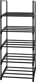 Shoe Rack 5 Tier Tall Shoe Storage Organizer, 5 Tier Metal Sturdy Shoe Rack, Narrow Shelf Organizer for Entryway, Clo...