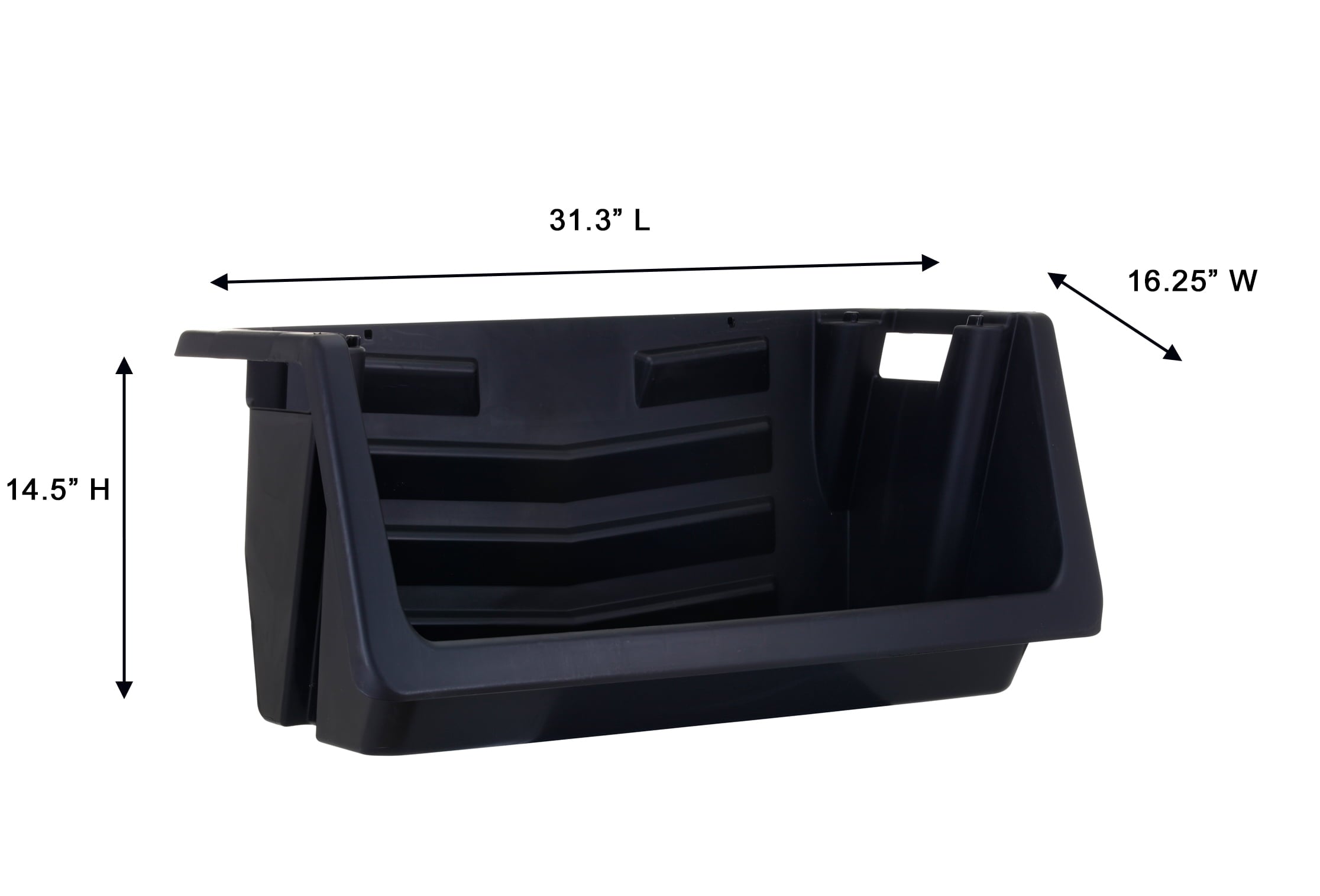 Heavy Duty Nesting Plastic Stack Bin, Black - Image 2