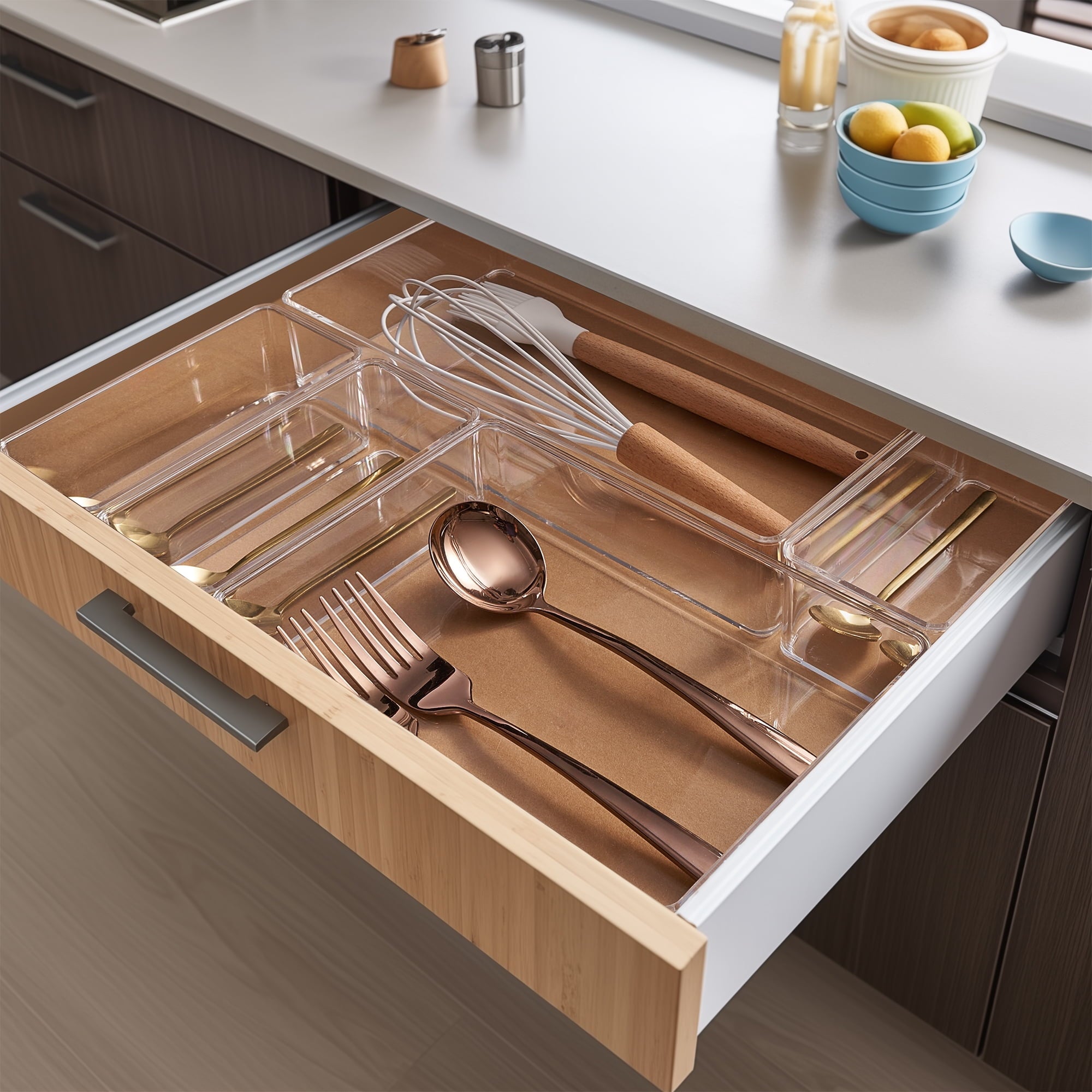 organizer, Storage bin Drawer organizers for Kitchen, Kitchen Utensils, Bathroom, Office, Vanity, and more (5-Piece Set) - Image 2