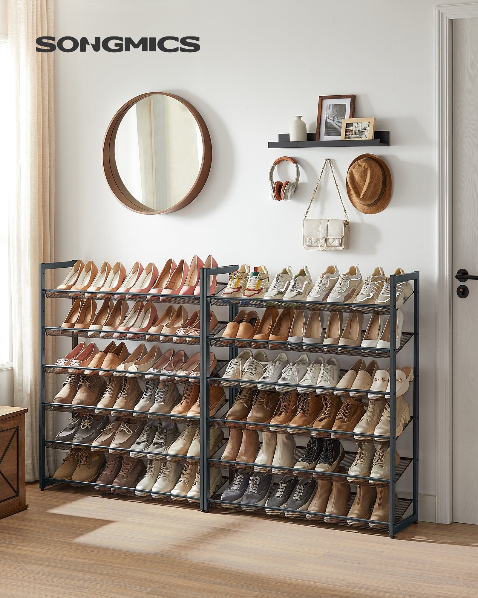 12-Tier Metal Shoe Rack Organizer, Stackable Shoe Storage for Closet, Entryway, Garage Slanted Shelves, Holds 48-60 P... - Image 5