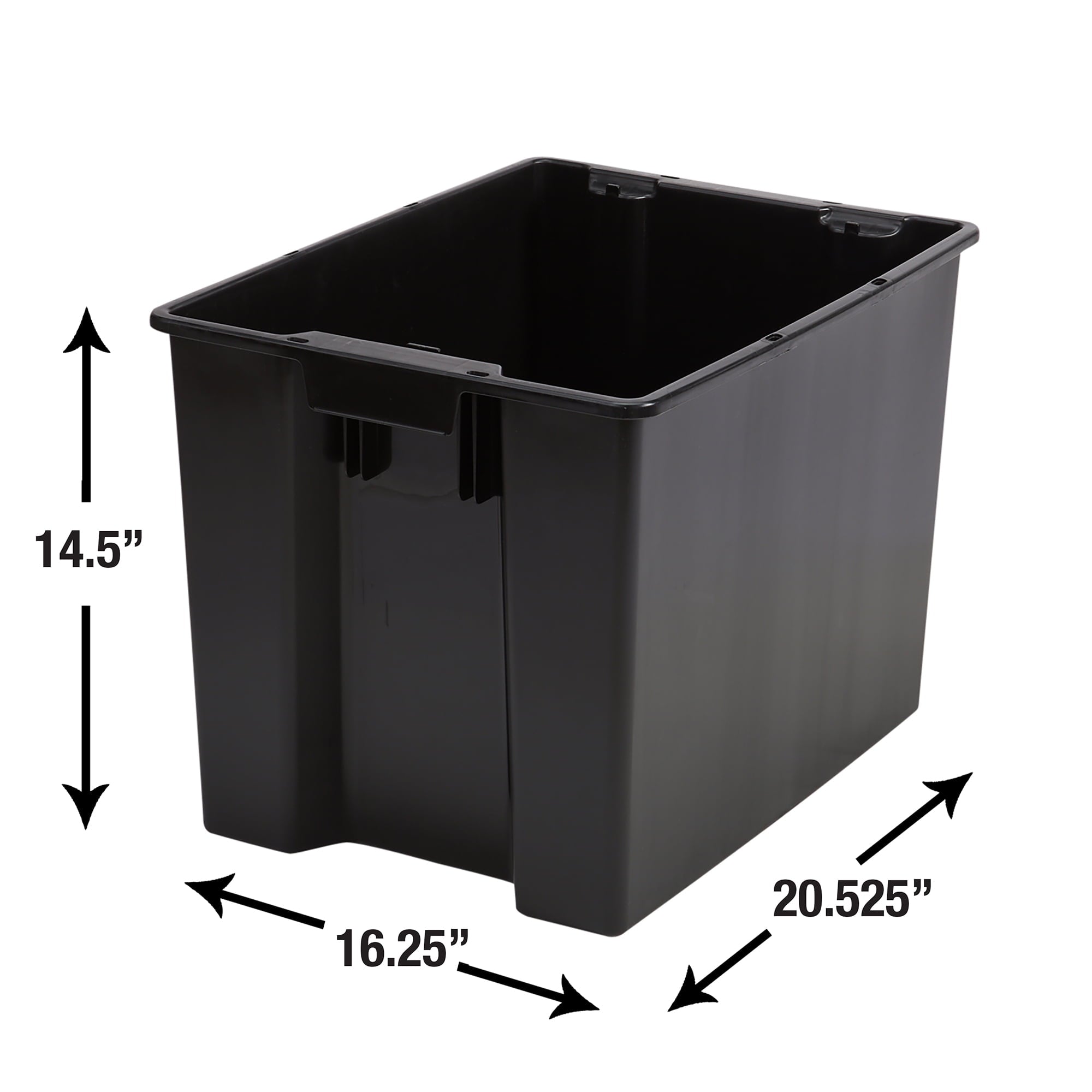 Garage Plastic Storage Bin Large Nesting Stacking, Black - Image 2