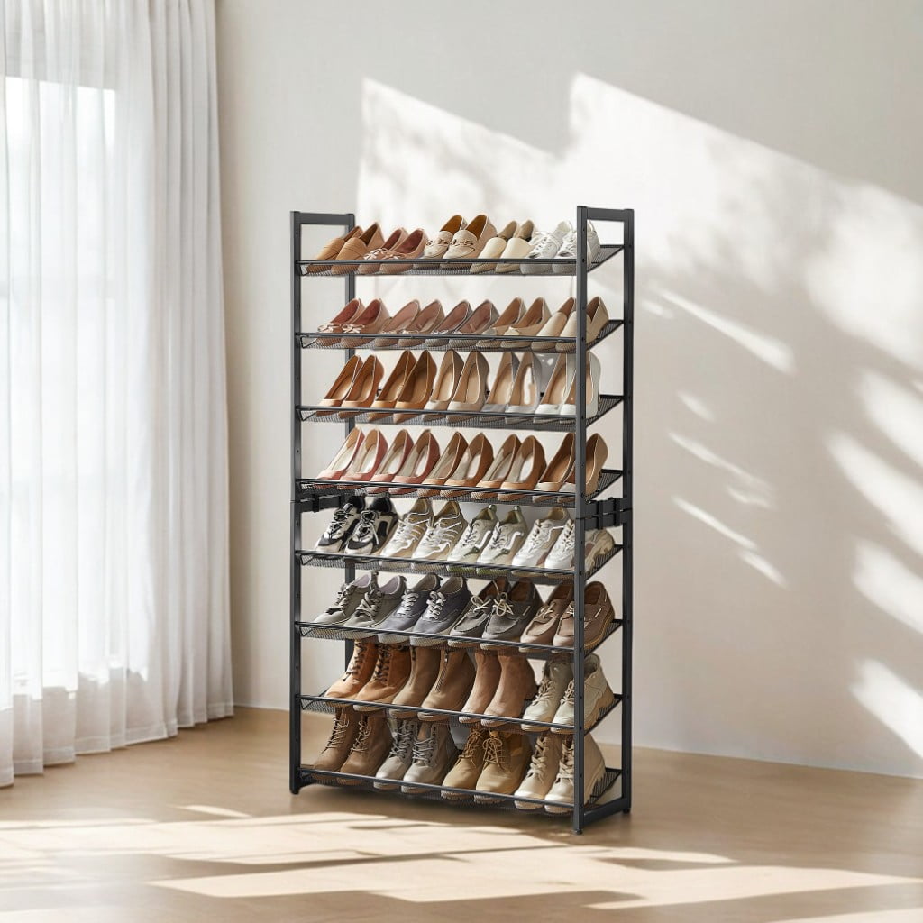 8-Tier Organizer, Metal Storage, Entryway, Set of 2, 4-Tier Stackable Shelf, with Adjustable Flat or Angled Shelves - Image 4