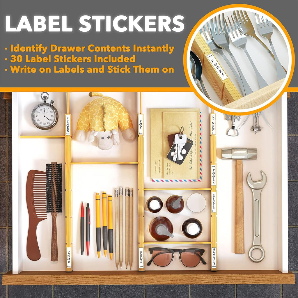 Bamboo Kitchen Organizer Drawer Dividers, Expandable(17-22 in), 17"L x 0.6"W x 2.6"H - Image 4