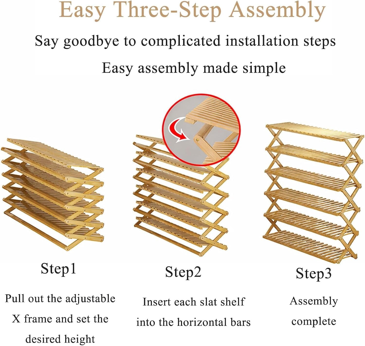 The 9-Tier No-Assembly Bamboo Rack, 2026 Upgraded Foldable 9 Tier Bamboo Corner Shoe Rack, Space-Saving Organizer for Shoes, No Assembly Nar - Image 3
