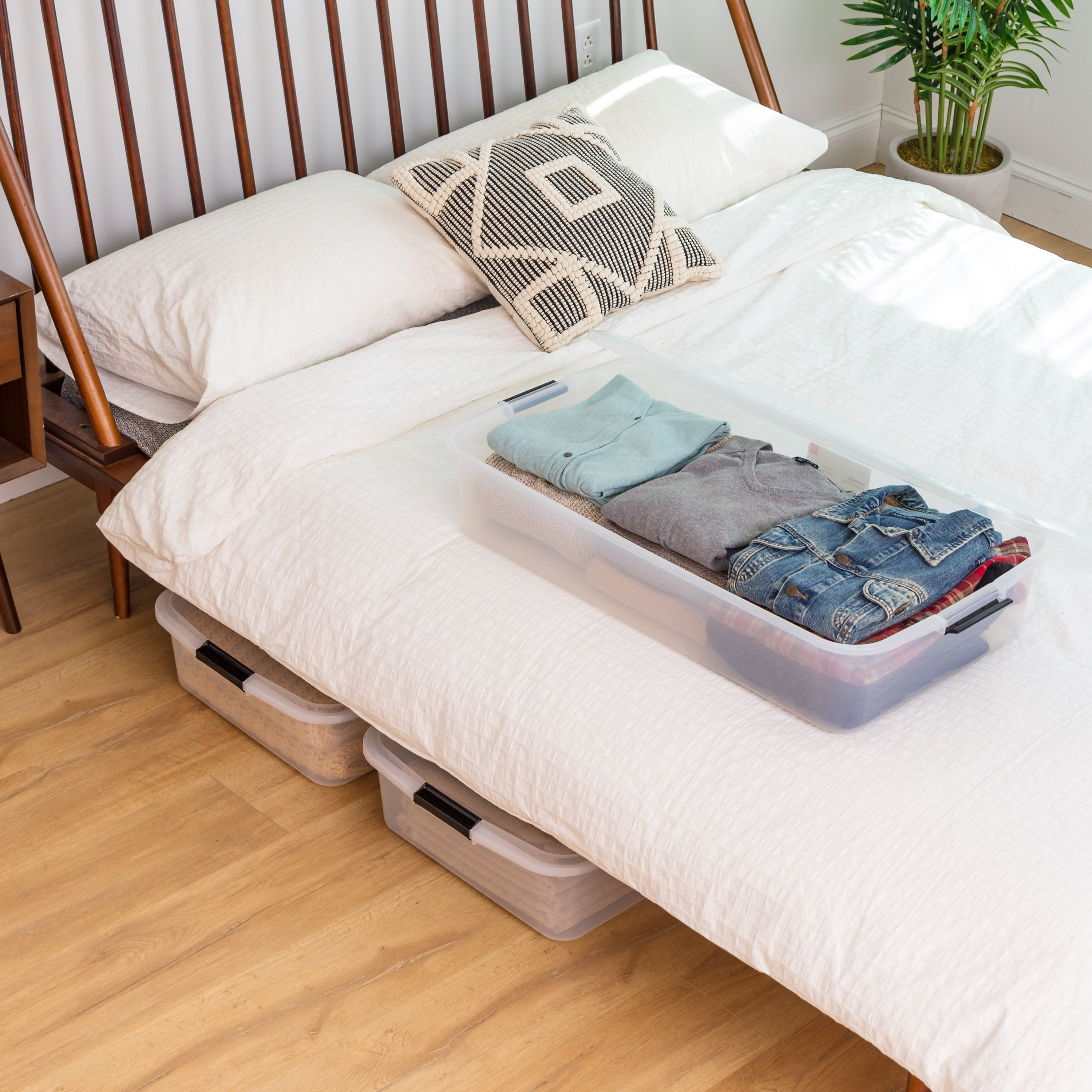 IRIS 50 Qt. Plastic Storage Bins with Lids, Stackable Storage Containers, Totes, 3 Pack - Image 2