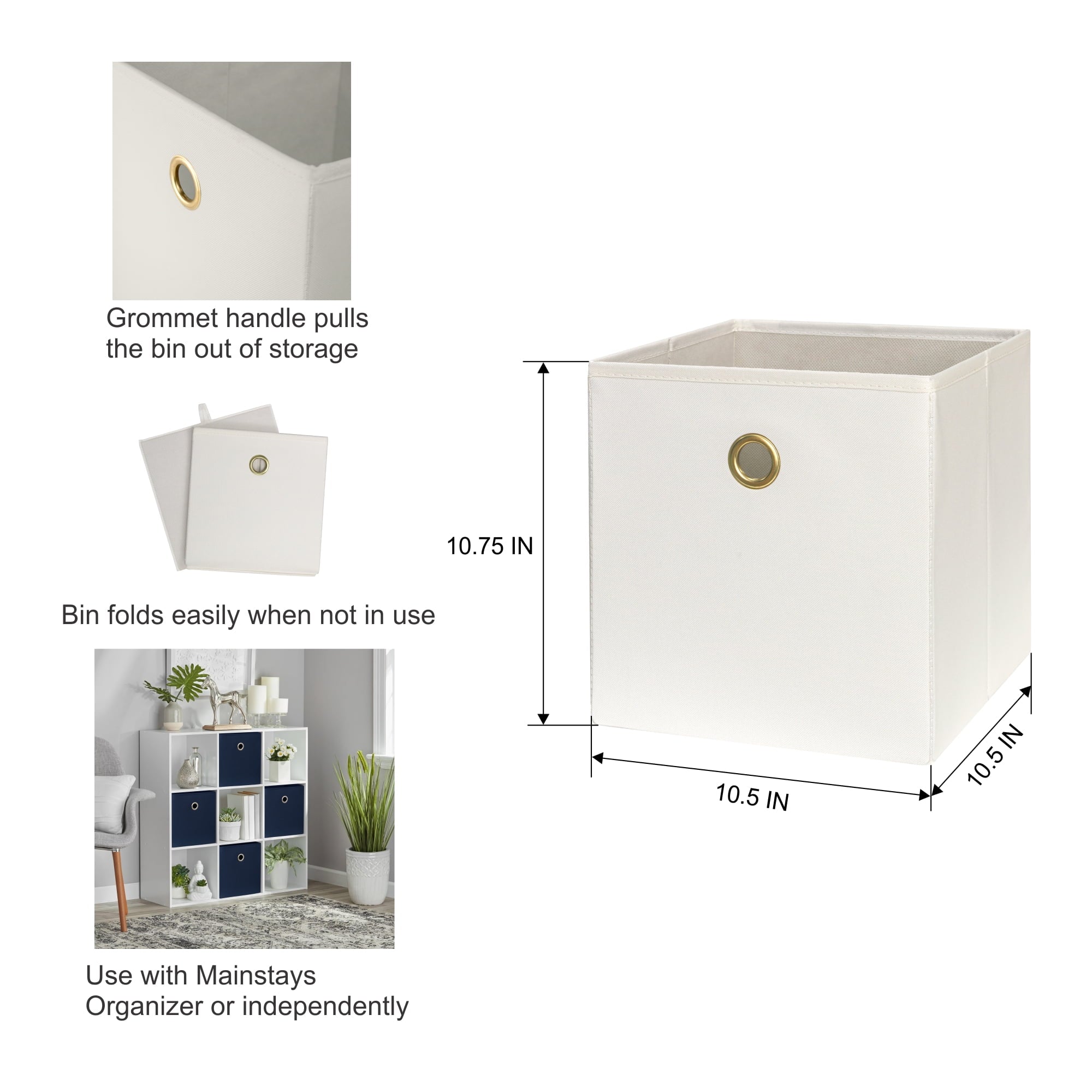 Collapsible Fabric Cube Storage Bins (10.5" x 10.5"), Vanilla Dream, 4 Pack - Image 2