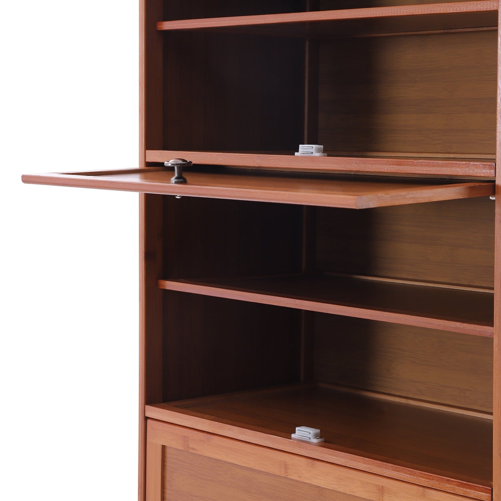 Loyalheartdy 10 Tier Bamboo Shoe Rack Large Wooden Shoe Storage Cabinet with Door Freestanding Shoe Rack Bookshelf Organizer for Entryway Li - Image 5
