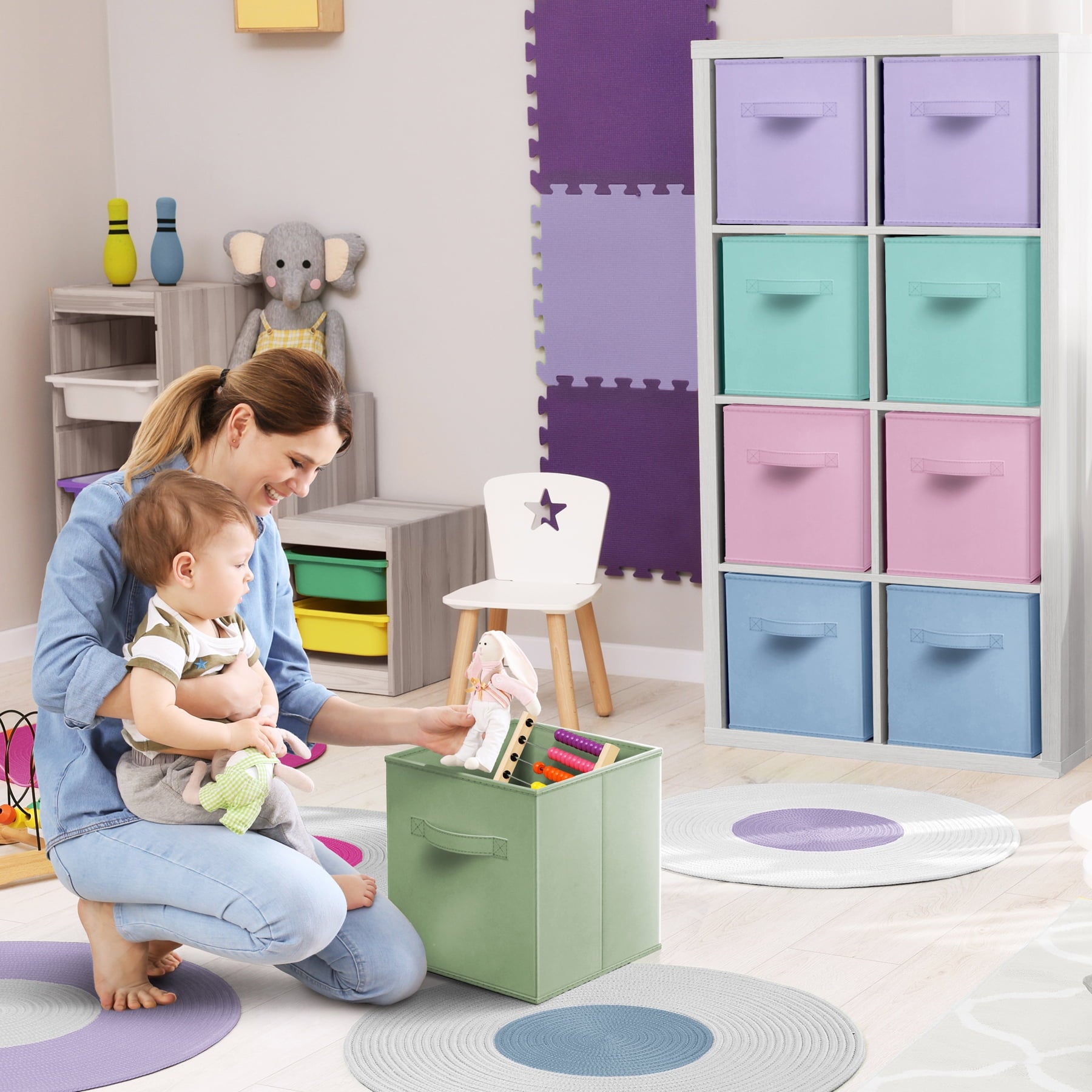 13 Inch Storage Bins - Sturdy Collapsible Fabric Storage Cubes with Handle - 12 Foldable Baskets for Organizing Cloth... - Image 2