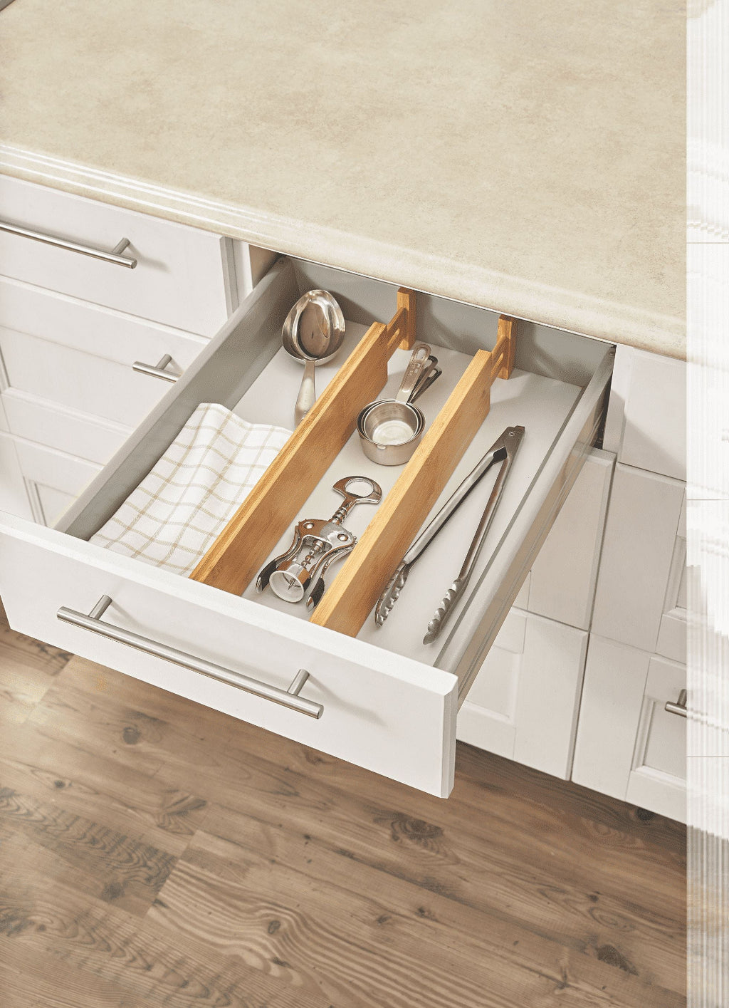 Bamboo Kitchen Organizer Expandable Drawer Dividers, 17.5-22.8x0.59x3.1in - Image 2