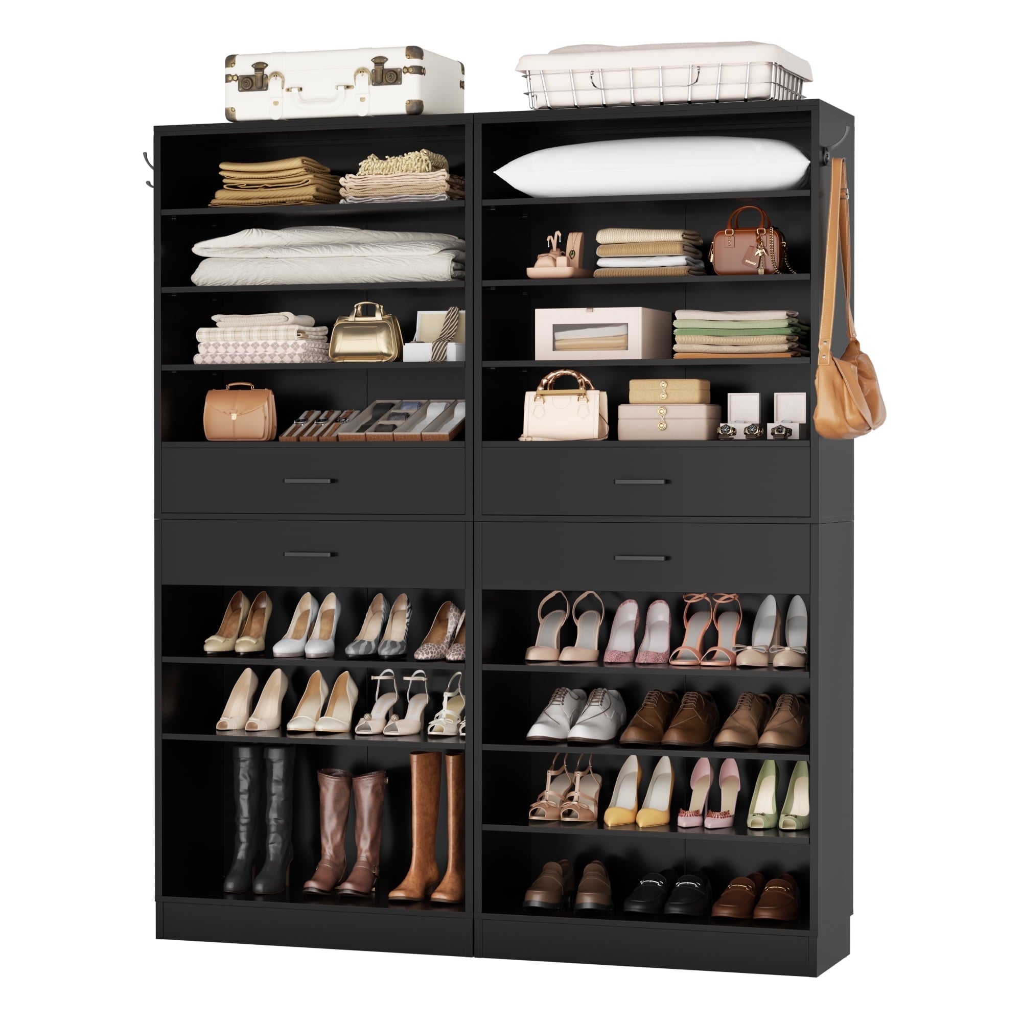 2-Pack 10-Tier Shoe Cabinet Set with 4 Drawers, 65cm Width Freestanding Organizer – for Entryway, Bedroom, Living Roo... - Image 4
