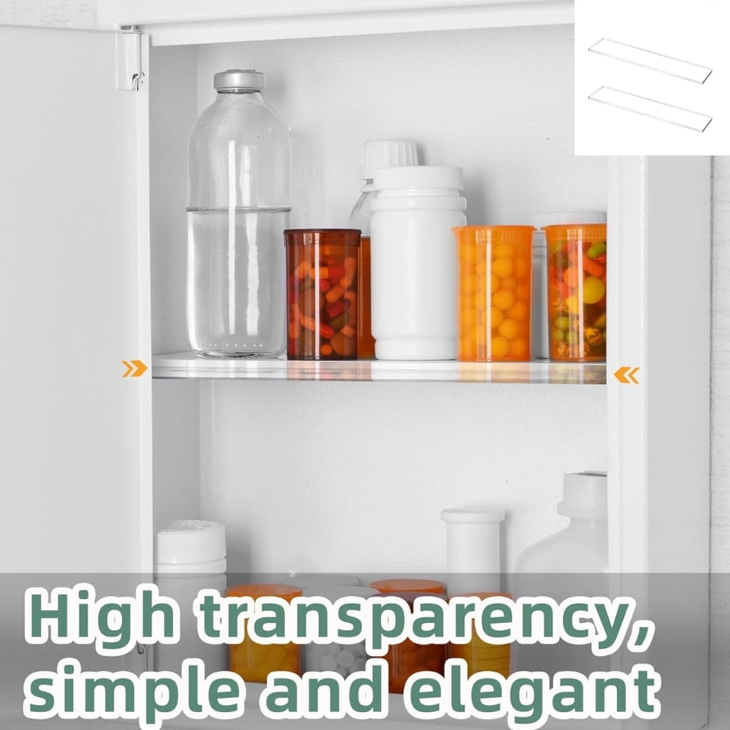 Clear Replacement Shelves 13x3 Inches Bathroom Organizers Wall Cabinet Storage - Image 4