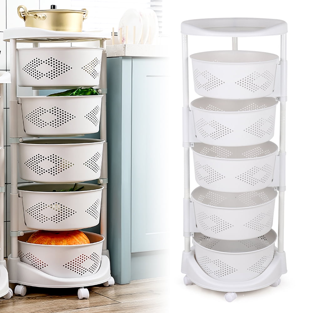 Kitchen Cupboard Shelf, 5-Tier PP Organizer with Large Capacity Baskets, Moisture-proof and Anti-insect Design - Image 5