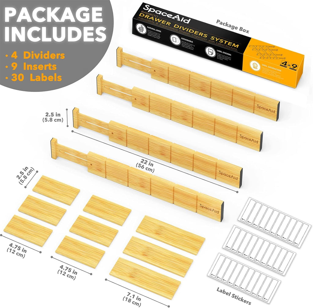 Bamboo Kitchen Organizer Drawer Dividers, Expandable(17-22 in), 17"L x 0.6"W x 2.6"H - Image 2
