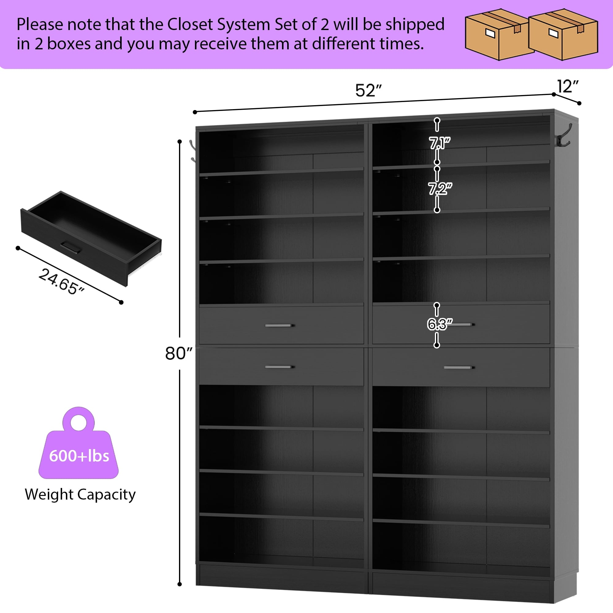 2-Pack 10-Tier Shoe Cabinet Set with 4 Drawers, 65cm Width Freestanding Organizer – for Entryway, Bedroom, Living Roo... - Image 3
