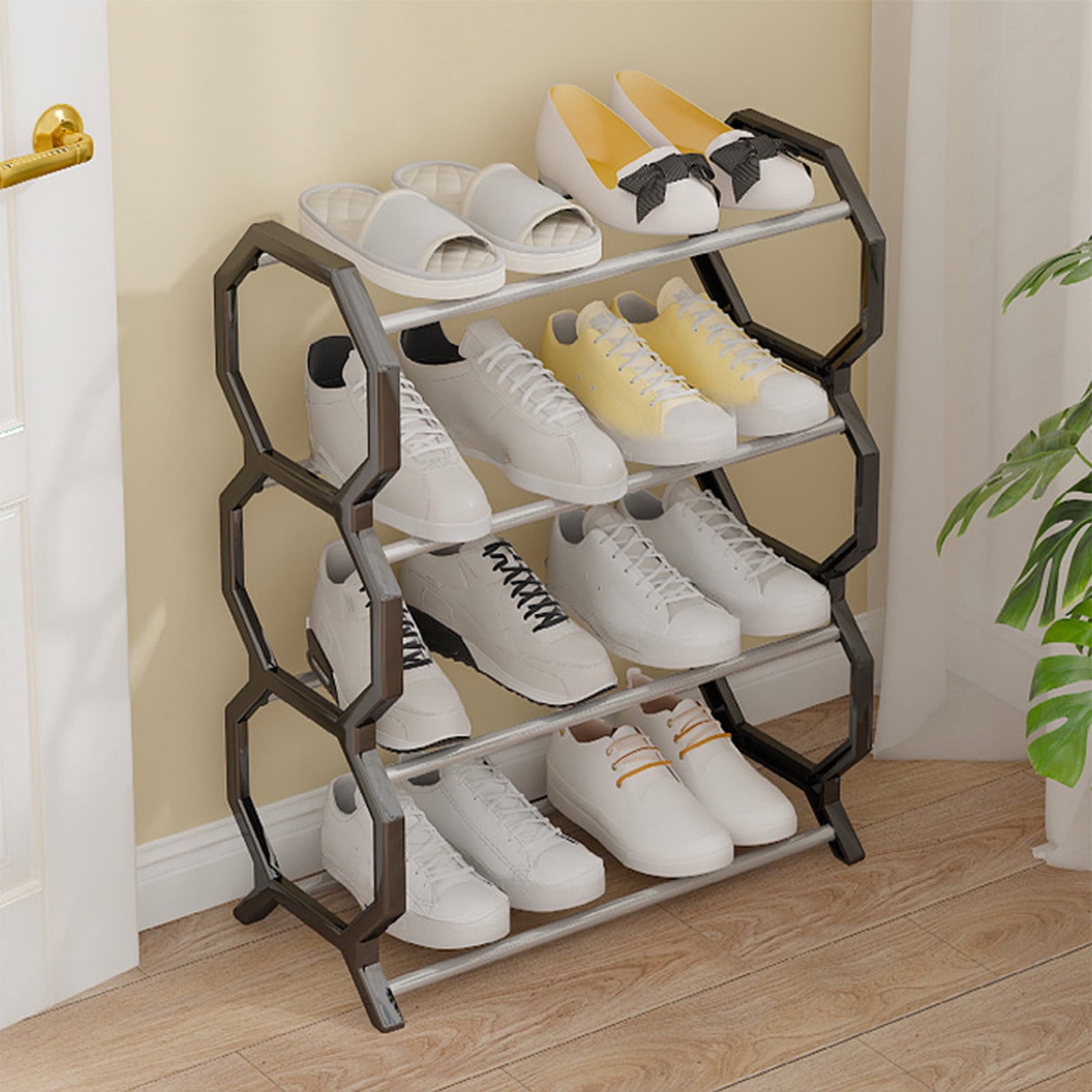 Shoe Rack, 4-Tier Shoe Storage Rack with Thickened, Sturdy Shoe Organizer for Bedroom Entryway and Front Door Entrance - Image 5