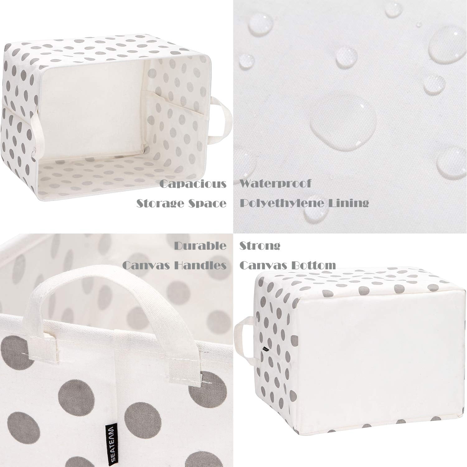 Collapsible Canvas Fabric Storage Basket with Handles, Rectangle Waterproof Storage Bin, Box, Cube, Foldable Shelf Ba... - Image 5