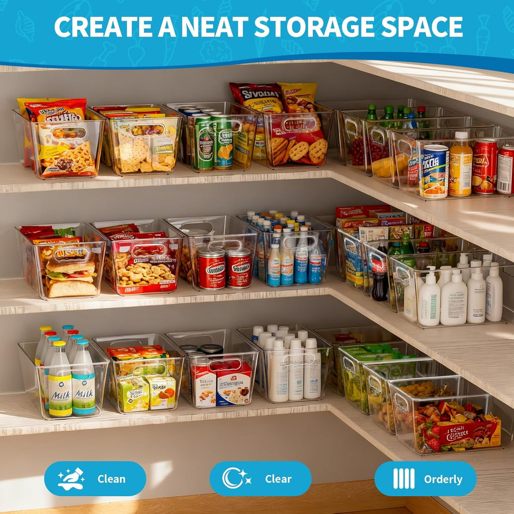 6 Pack Clear Stackable Storage Bins with Lids - Image 3