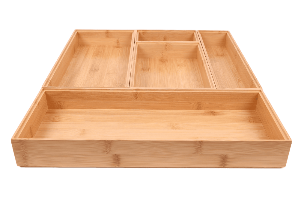 Better Homes & Gardens Bamboo Drawer Organizer 5pc Set, 17.9Wx 14.96Dx1.97H in, Natural Bamboo Color - Image 5