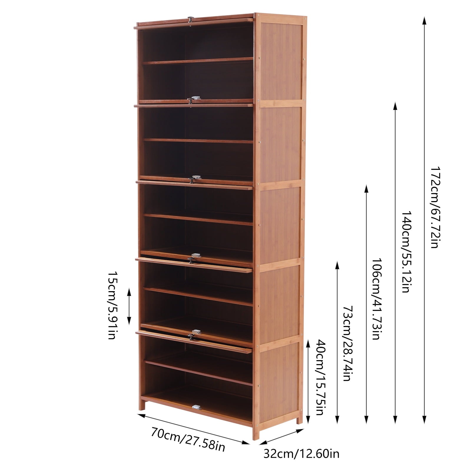 Loyalheartdy 10 Tier Bamboo Shoe Rack Large Wooden Shoe Storage Cabinet with Door Freestanding Shoe Rack Bookshelf Organizer for Entryway Li - Image 4