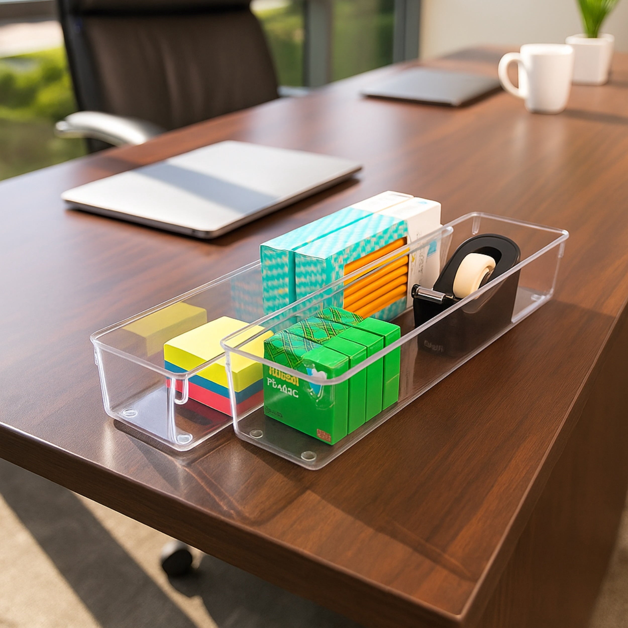 Narrow Clear Drawer Organizer 2 Pack, Large BPA Free Storage Trays - Image 2