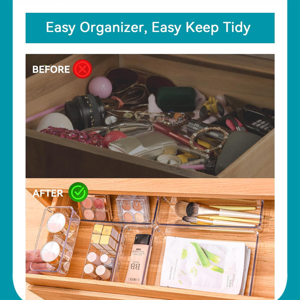 6 Set,3-Size Kitchen and Office Desk Organizer Trays, Non Slip Storage Bin Divider for,Gadgets Utensils,Bathroom Vani... - Image 5