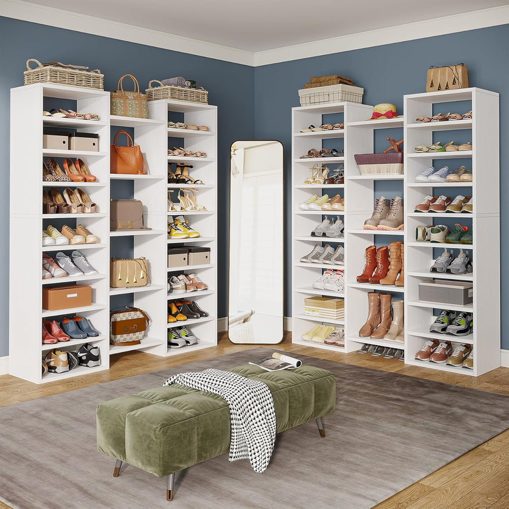 14-Tier Shoe Rack, 59 in. White Shoe Shelf with 22 Open Cubbies, 46 Pairs Wide Entryway Shoe Organizer Shoe Storage C... - Image 3