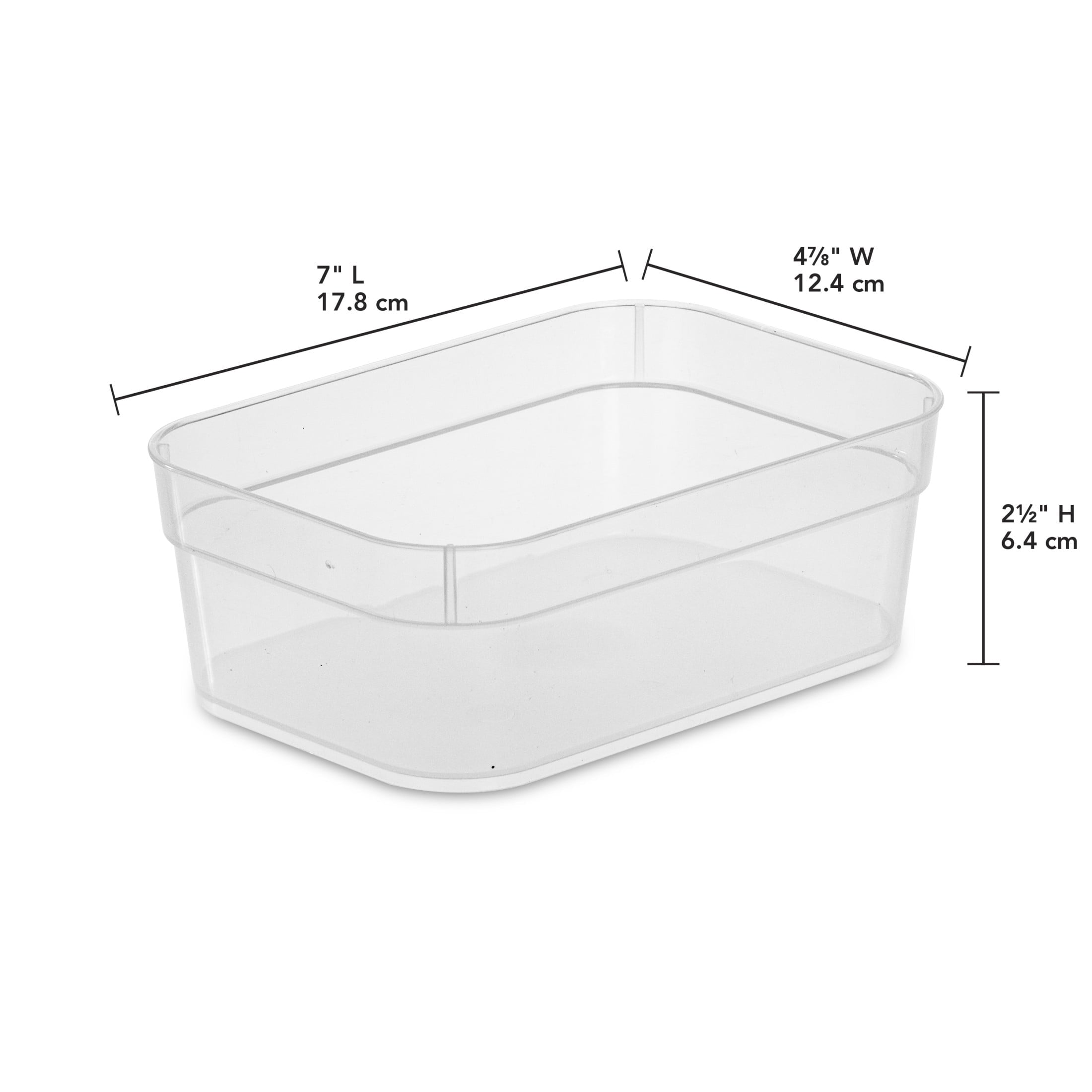 Set (3) Medium Storage Trays, Clear Plastic Open Bins, Drawer Organizers, 8 Count - Image 2