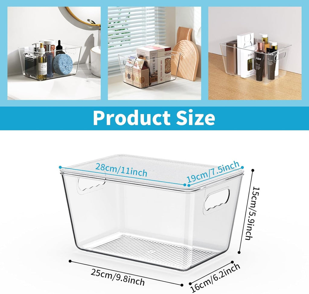 6 Pack Clear Stackable Storage Bins with Lids - Image 2