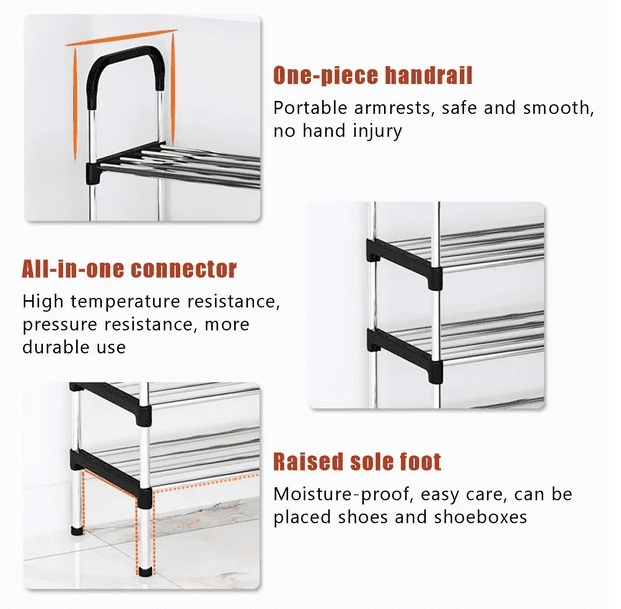 7-Tier Multifunctional Metal Shoe Rack Organizer for Entryway,Hallways,Bedrooms - Image 2